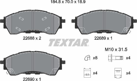 Textar 2268801 - Set placute frana,frana disc aaoparts.ro