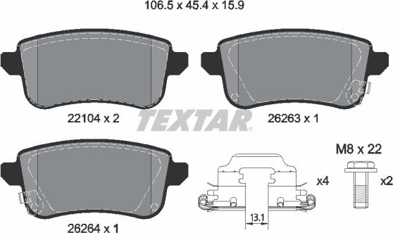 Textar 2210401 - Set placute frana,frana disc aaoparts.ro