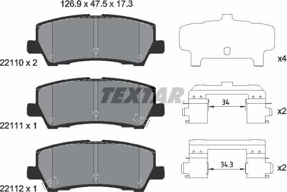 Textar 2211003 - Set placute frana,frana disc aaoparts.ro