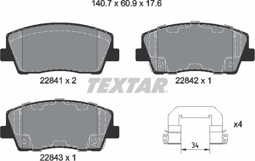 Textar 2284101 - Set placute frana,frana disc aaoparts.ro