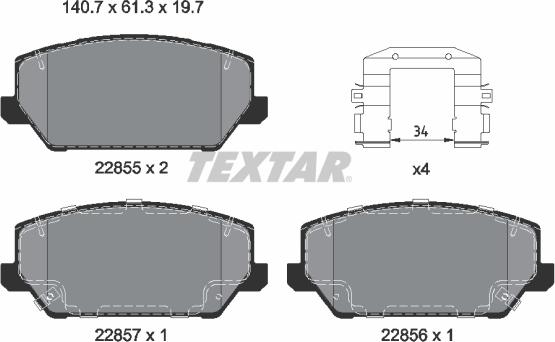 Textar 2285501 - Set placute frana,frana disc aaoparts.ro