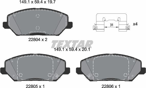 Textar 2280401 - Set placute frana,frana disc aaoparts.ro