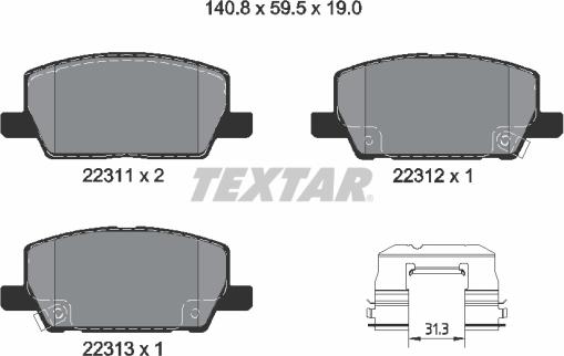 Textar 2231102 - Set placute frana,frana disc aaoparts.ro