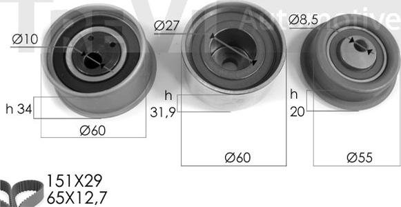 Trevi Automotive KD1034 - Set curea de distributie aaoparts.ro