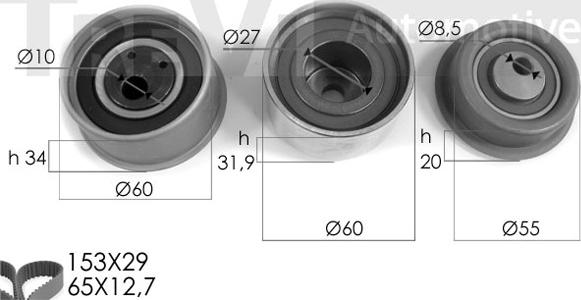 Trevi Automotive KD1035 - Set curea de distributie aaoparts.ro