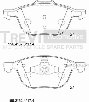 Trevi Automotive PF1452 - Set placute frana,frana disc aaoparts.ro