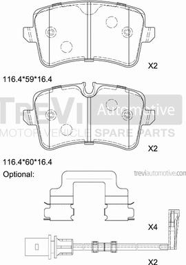 Trevi Automotive PF1481 - Set placute frana,frana disc aaoparts.ro