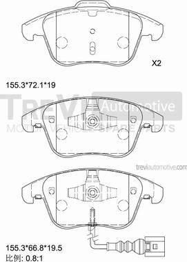 Trevi Automotive PF1367 - Set placute frana,frana disc aaoparts.ro
