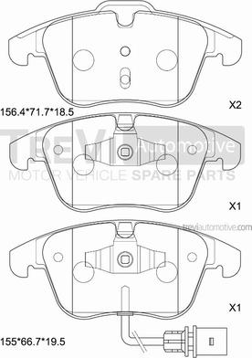 Trevi Automotive PF1304 - Set placute frana,frana disc aaoparts.ro
