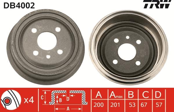 TRW DB4002 - Tambur frana aaoparts.ro