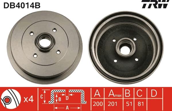 TRW DB4014B - Tambur frana aaoparts.ro