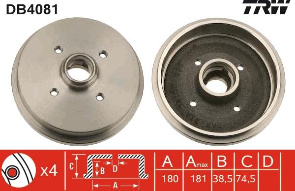 TRW DB4081 - Tambur frana aaoparts.ro