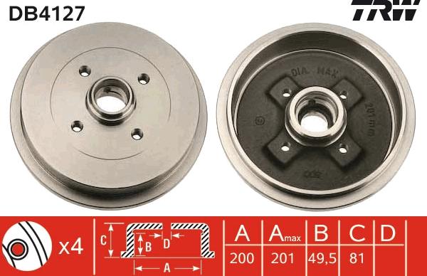 TRW DB4127 - Tambur frana aaoparts.ro