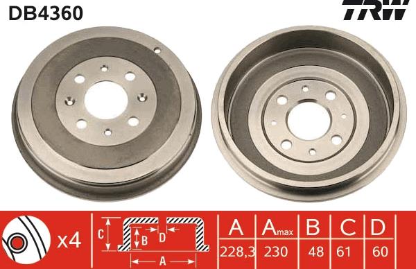 TRW DB4360 - Tambur frana aaoparts.ro