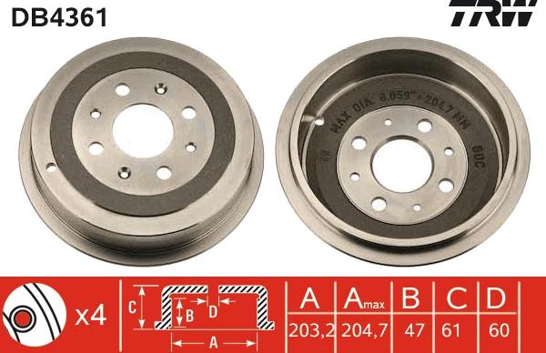 TRW DB4361 - Tambur frana aaoparts.ro