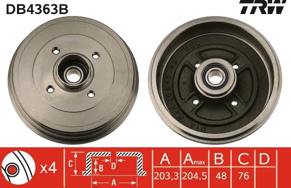 TRW DB4363B - Tambur frana aaoparts.ro