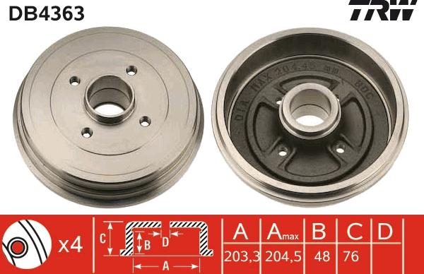 TRW DB4363 - Tambur frana aaoparts.ro