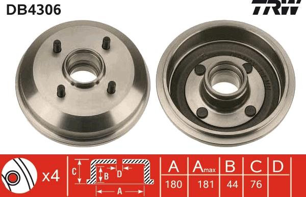 TRW DB4306 - Tambur frana aaoparts.ro