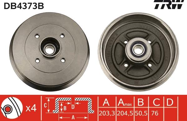 TRW DB4373B - Tambur frana aaoparts.ro