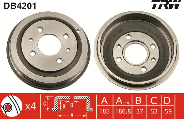 TRW DB4201 - Tambur frana aaoparts.ro