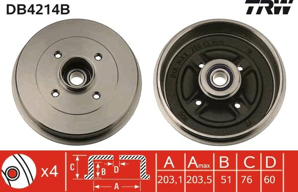 TRW DB4214B - Tambur frana aaoparts.ro