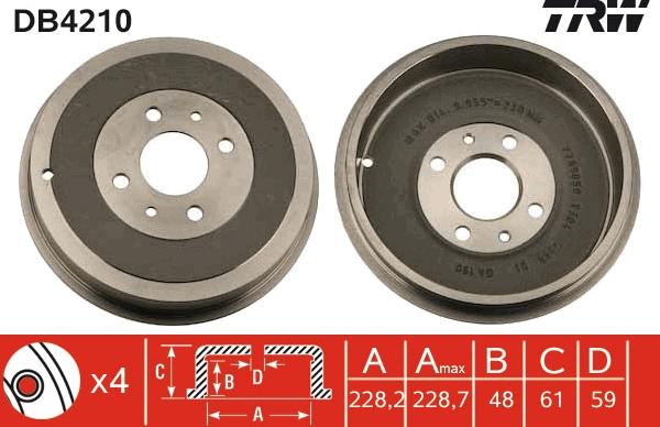 TRW DB4210 - Tambur frana aaoparts.ro