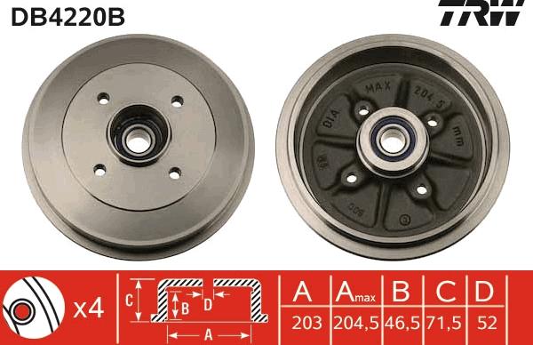 TRW DB4220B - Tambur frana aaoparts.ro