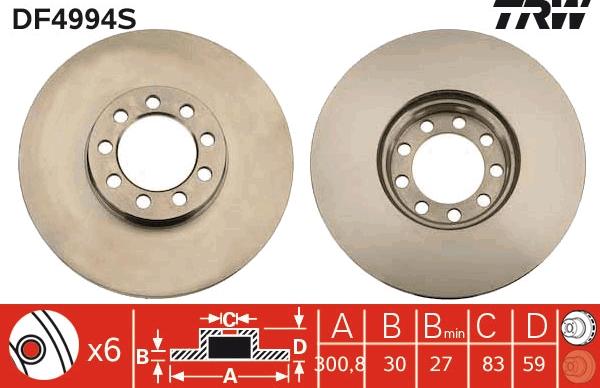 TRW DF4994S - Disc frana aaoparts.ro