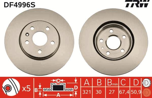 TRW DF4996S - Disc frana aaoparts.ro