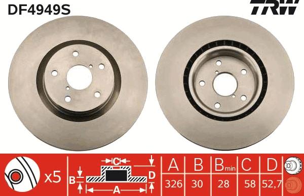 TRW DF4949S - Disc frana aaoparts.ro