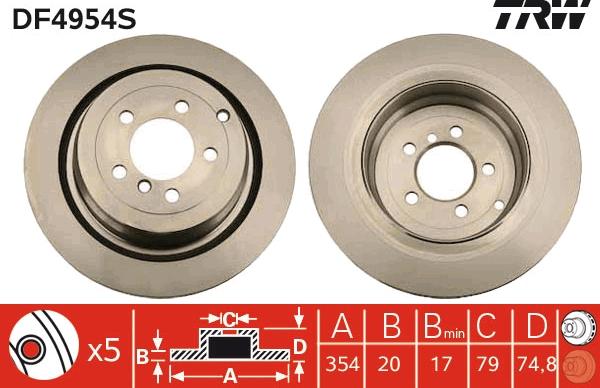 TRW DF4954S - Disc frana aaoparts.ro