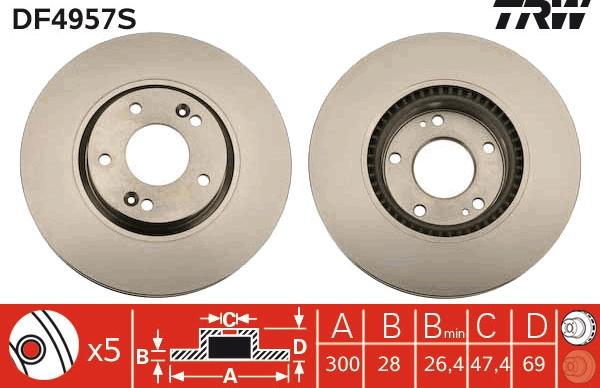 TRW DF4957S - Disc frana aaoparts.ro