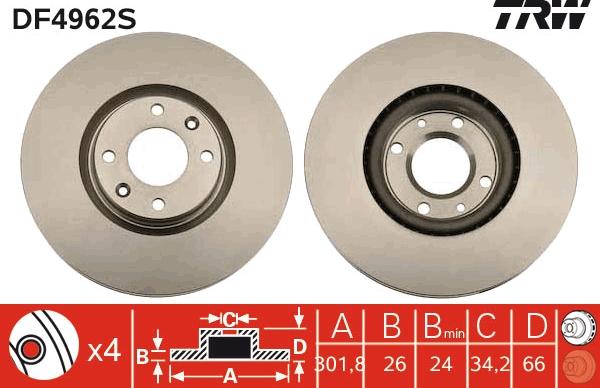 TRW DF4962S - Disc frana aaoparts.ro