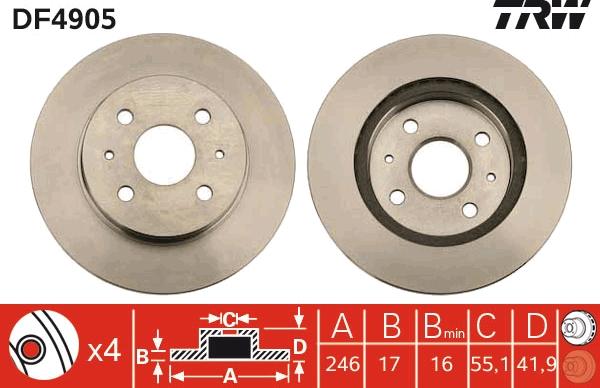 TRW DF4905 - Disc frana aaoparts.ro