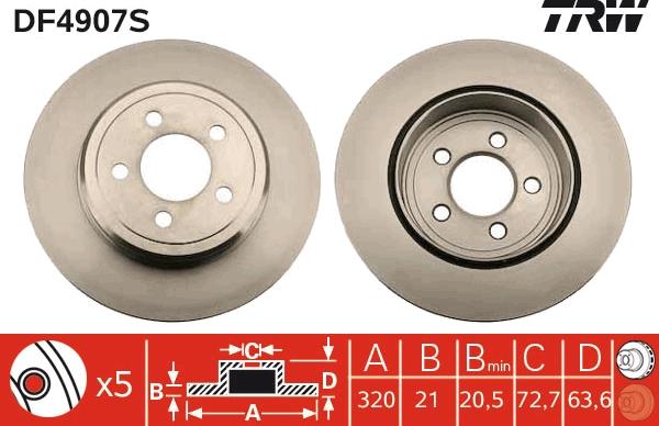 TRW DF4907S - Disc frana aaoparts.ro