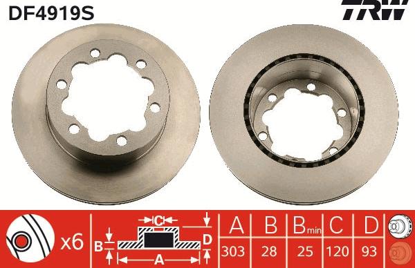 TRW DF4919S - Disc frana aaoparts.ro