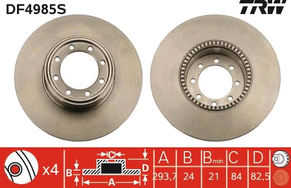 TRW DF4985S - Disc frana aaoparts.ro