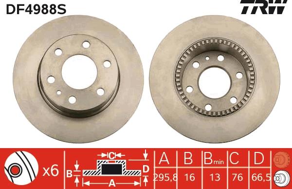 TRW DF4988S - Disc frana aaoparts.ro