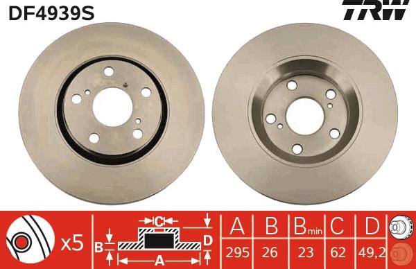 TRW DF4939S - Disc frana aaoparts.ro