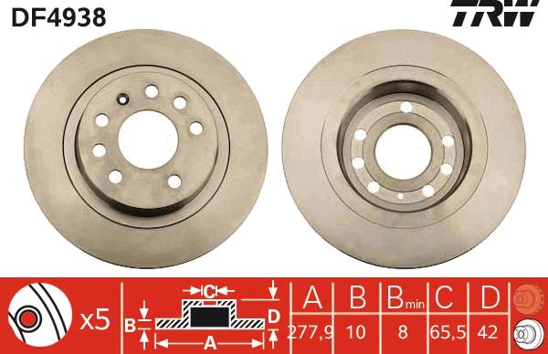 TRW DF4938 - Disc frana aaoparts.ro