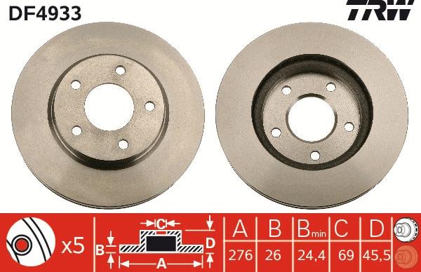 TRW DF4933 - Disc frana aaoparts.ro