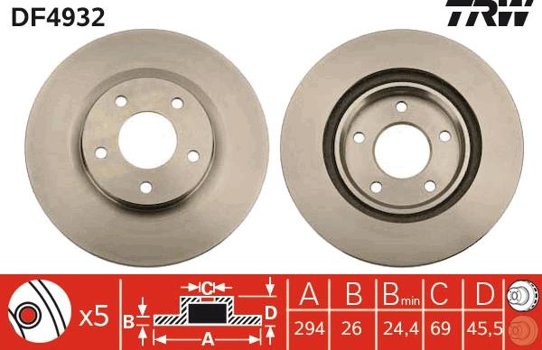 TRW DF4932 - Disc frana aaoparts.ro