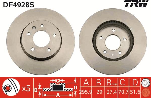 TRW DF4928S - Disc frana aaoparts.ro