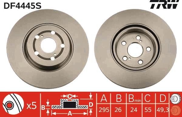 TRW DF4445S - Disc frana aaoparts.ro