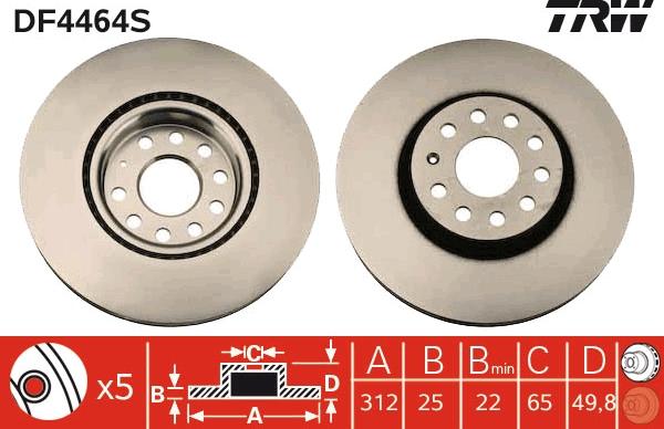 TRW DF4464S - Disc frana aaoparts.ro