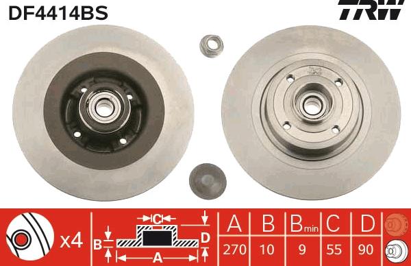 TRW DF4414BS - Disc frana aaoparts.ro