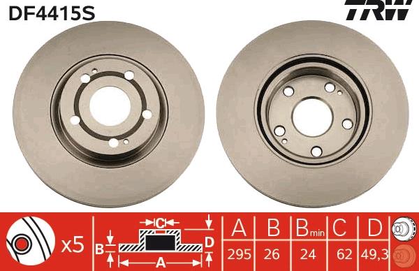 TRW DF4415S - Disc frana aaoparts.ro