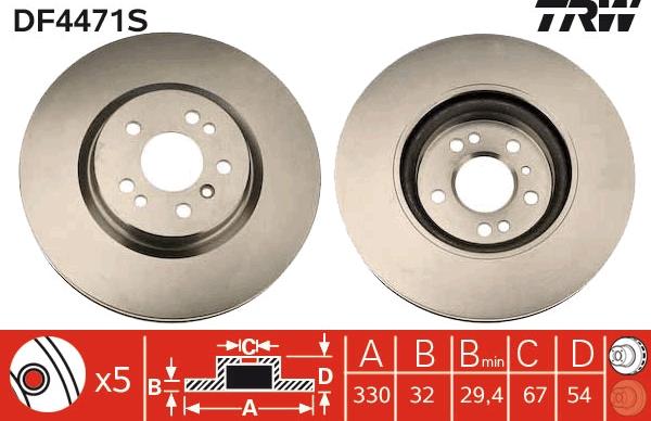 TRW DF4471S - Disc frana aaoparts.ro