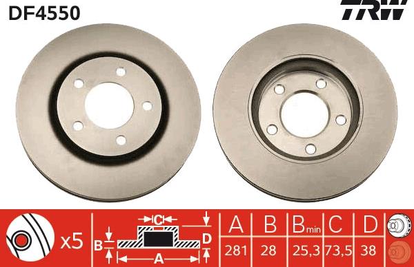 TRW DF4550 - Disc frana aaoparts.ro