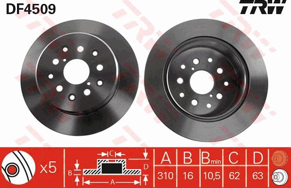 TRW DF4509 - Disc frana aaoparts.ro